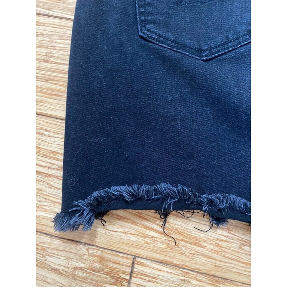 American Eagle Next Level Stretch Black Denim Mini Skirt Women Sz 2 Distressed - Picture 8 of 11